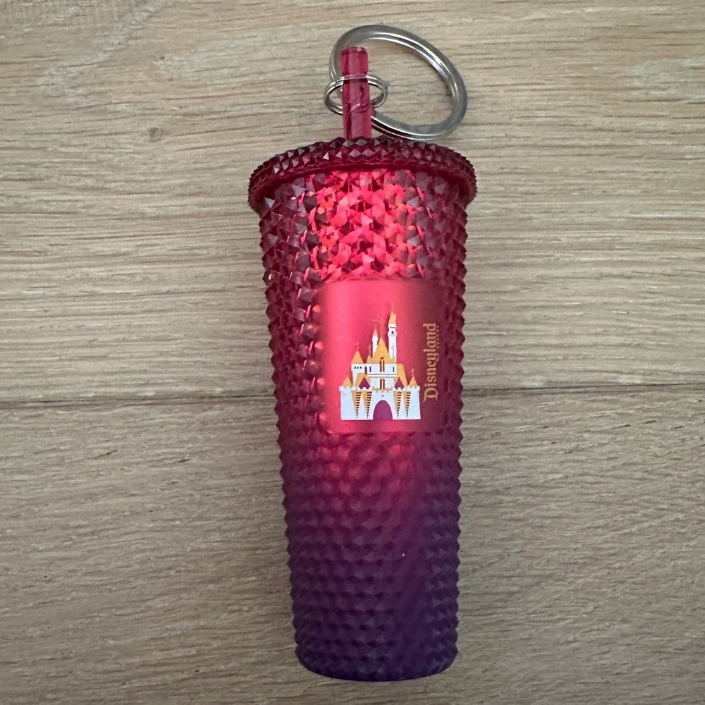 2023 Disney World Castle Red Starbucks Geometric Tumbler Cup Keychain Ornament